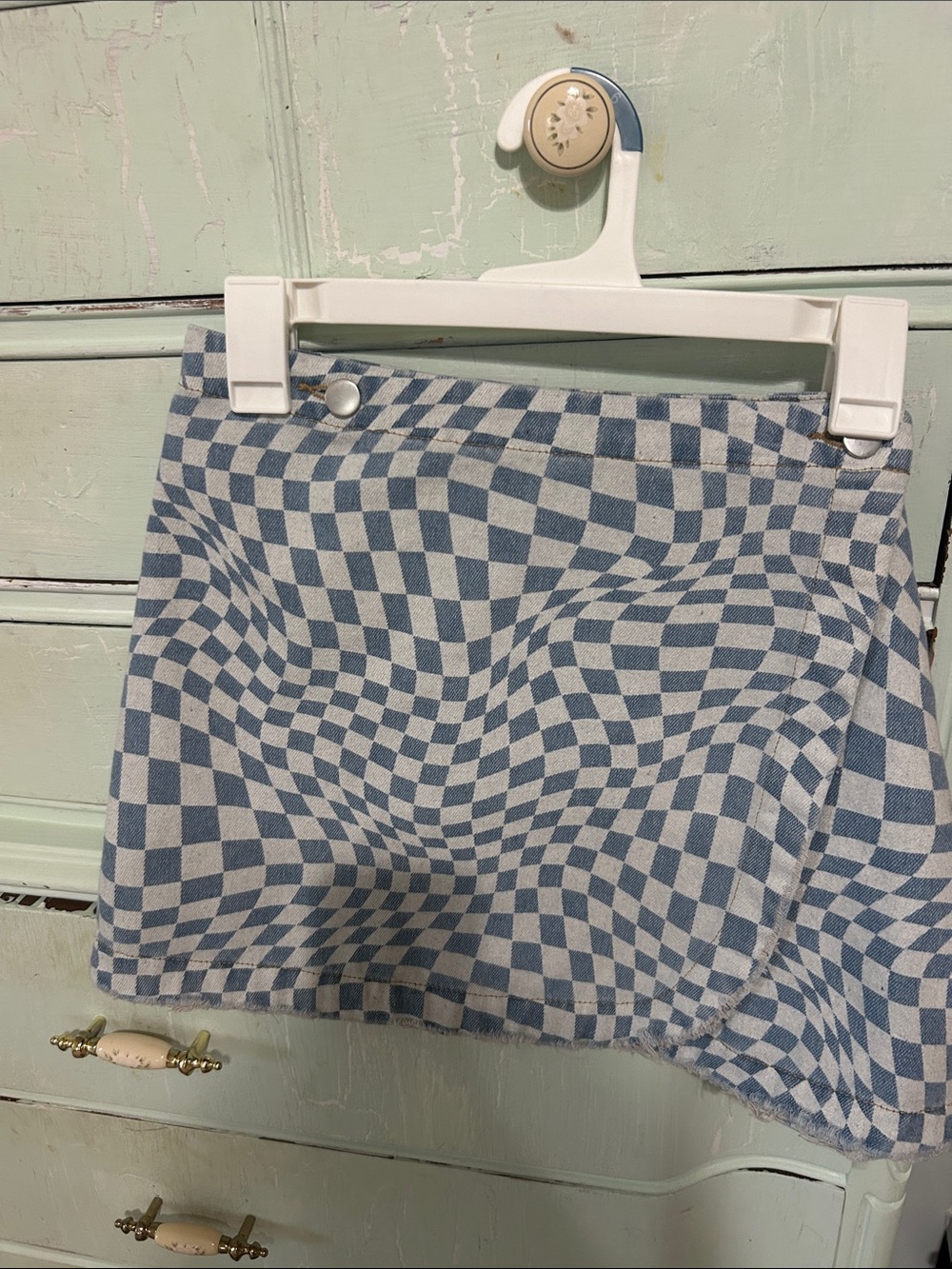 Blue Checkerboard Mini Skirt